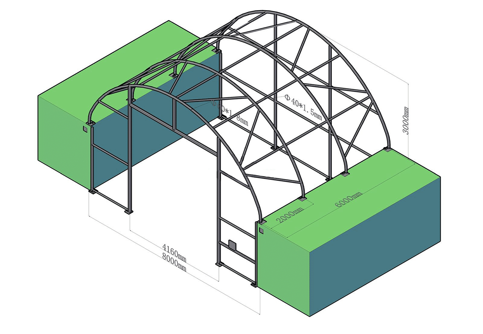 Shipping containers (length 6m) + shelter width 8m - Image 2
